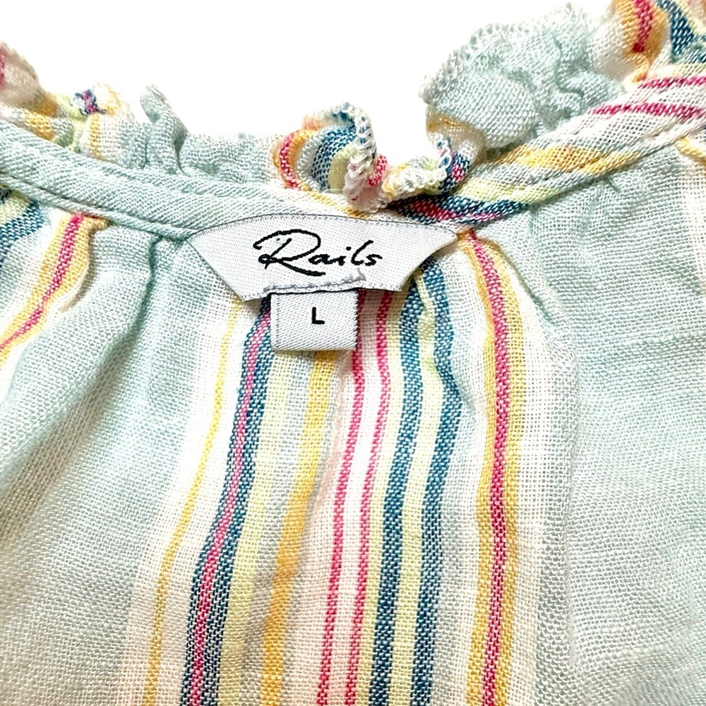 Rails Amellia Sag Harbour Tiered Striped Short Sleeve Midi Dress Large - Picture 4 of 8